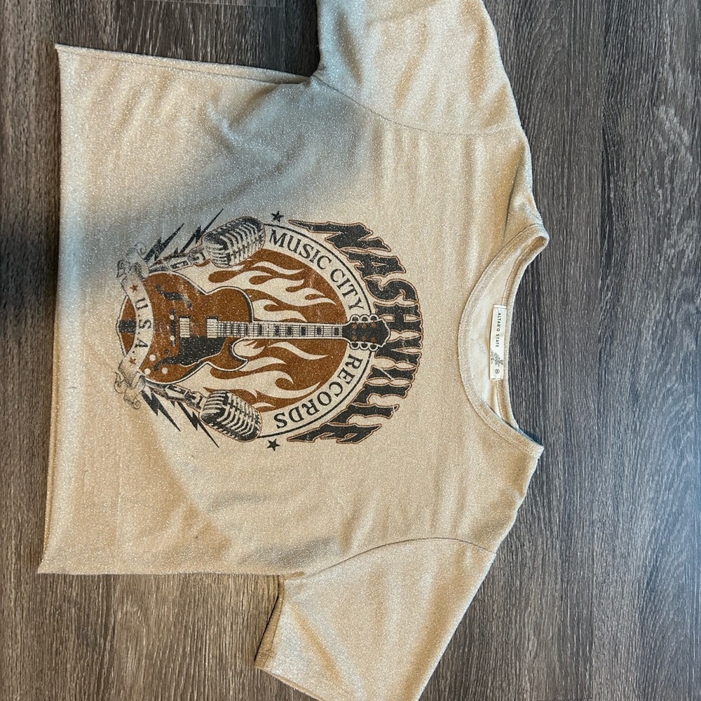 Altar'd State Tan and Brown Short Sleeve Tees